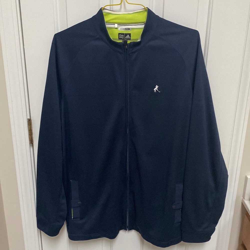Adidas Men’s golf jacket with Blackthorn Golf Club logo on chest.